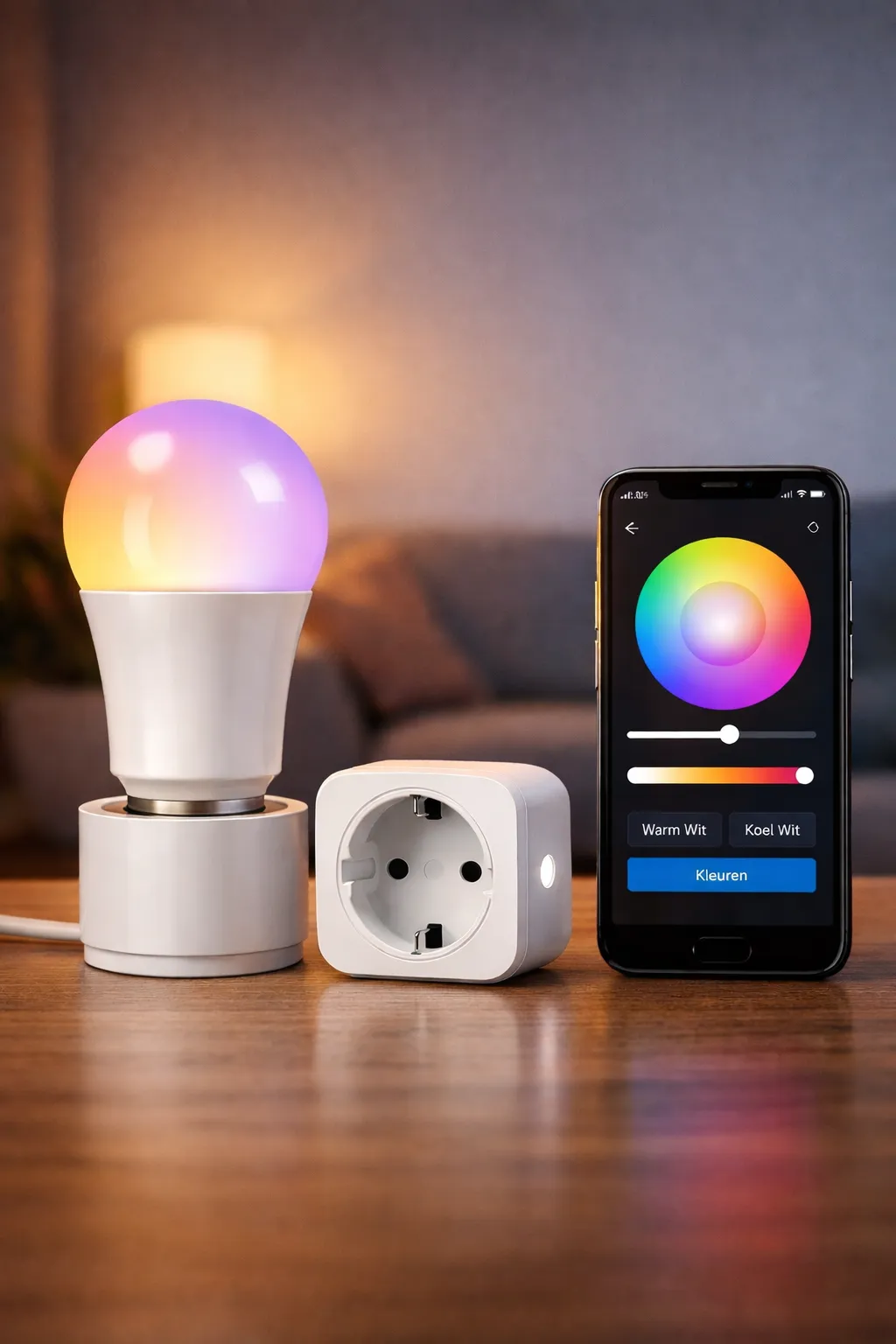 Slimme lamp en stekker die je direct via wifi met je smartphone bedient.